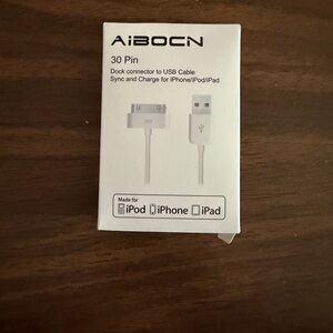 White 30 Pin Dock Connector to USB Cable